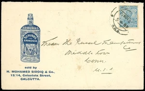 c1920 SCRUBBS AMMONIA SD Cover From CALCUTTA INDIA, RUSSELL MFG MIDDLETOWN CONN! - Picture 1 of 1