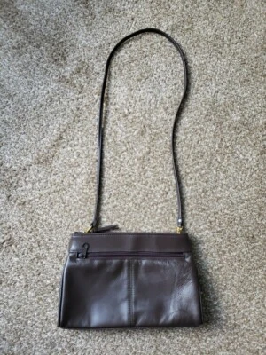 Bolsa/embreagem de couro marrom vintage com alça removível - Imagem 1 de 4