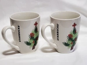 (2) Starbucks Christmas Tree Holiday weiß Kaffeebecher 16 oz 2011 Festive Merry - Bild 1 von 5