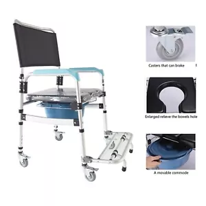Aluminium Alloy Toilet Seat Foldable Elderly Mobile Transport Commode Seat - Picture 1 of 14