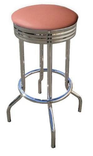 Bar Stool 24" or 29" Tall Chrome Retro Backless Colored Vinyl Swivel Seat Stool  - Image 1 of 1