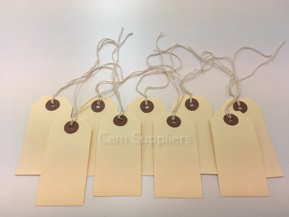 CAM SUPPLIERS Box of a 1000 Manilla STRUNG Reinforced Tags 82mm x 41mm Size 2 Luggage Tag ST2