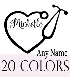 Nurse Heart Stethoscope Monogram Name Decal Tumbler Vinyl Car,Laptop - Picture 1 of 2