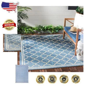 Contemporary 6'7" x 9'6" Trellis Area Rug - Weatherproof Style for Any Room - Picture 1 of 4