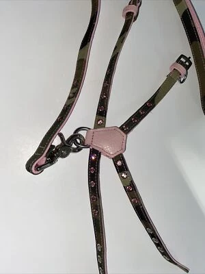 ARNÉS PARA PERROS ALREDEDOR DEL COLLAR CUERO CRISTAL ROSA ESTRÁS CAMUFLAJE XS CORREA MASCOTA Foto 1 de 4