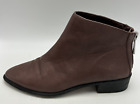 Dolce Vita Sz 8 Womens Brown Leather Ankle Boots Back Zip Block Heel 1.5" Almond