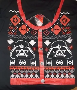 STAR WARS UGLY CHRISTMAS X-MAS SWEATER SWEAT SHIRT DARTH VADER BLACK NEW LARGE - Picture 1 of 4