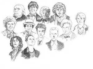 Doctor Who The 12 Doctors Pencil Drawing Digital Print Expressionist Dr. Who Art - Picture 1 of 6