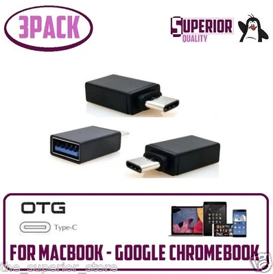 3Pack Black USB-C Adapter Type-C to USB 3.0 Adapter for MacBook-Pro,NOTE8, LG G6 - Image 1 of 4