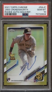 PSA 10 2021 TOPPS CHROME GOLD REFRACTOR #RAJC JAKE CRONENWORTH RC SERIAL#/50 - Picture 1 of 2