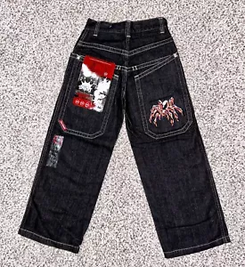 VINTAGE Y2K JNCO Tribals Spider Jeans Boys Youth Size 10 Deadstock Skater Pants - Picture 1 of 16