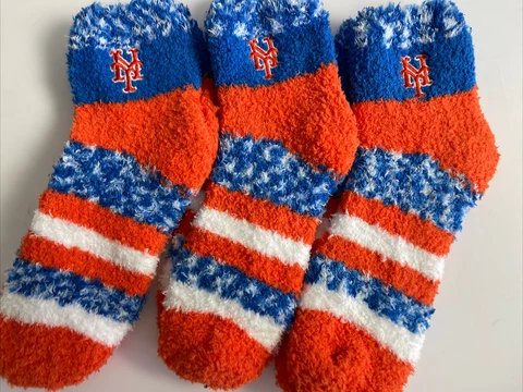 3 PAIR SET! New York Mets FBF Womens Cozy Fuzzy Sleep Socks OSFM (B1) Cover