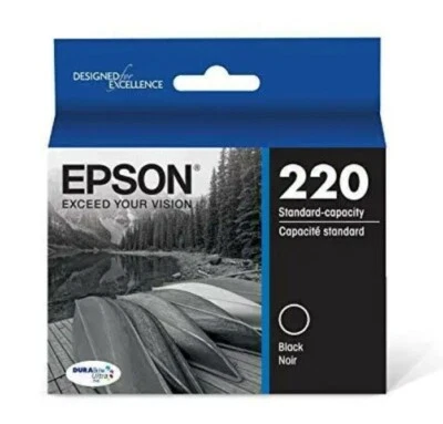 New Epson 220 (T220120-S) Durabrite Ultra Black Ink Cartridge Exp.06/2024. - Image 1 of 4