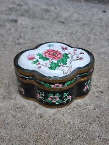 Vintage Chinese Canton Enamel & Copper Box, Peoples Republic of China Label - Picture 1 of 4