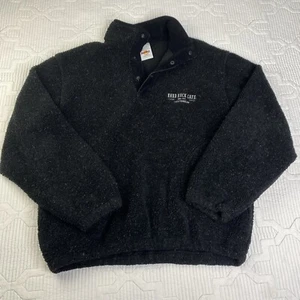 Men’s Hard Rock Cafe Amsterdam Black Fleece Pullover Corduroy Size L Sherpa - Picture 1 of 9