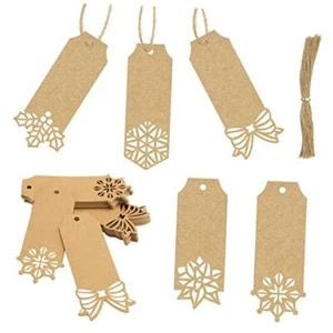 100 Pezzi Etichette Regalo di Natale in Carta Kraft Marrone, 5 Stili Etichette in Carta Kraft - Foto 1 di 7