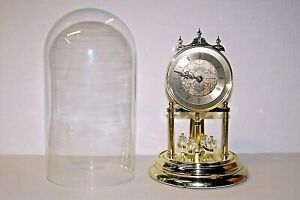 ELGIN Westminster Chime Anniversary Clock, Glass Dome & Crystal Torsion Motion