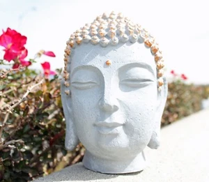 Estatua de cabeza de Buda sonriente Shakyamuni de 7,5" de alto bendición misericordia y amor - Imagen 1 de 6