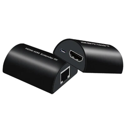 1080p HDMI Extender 60m Via RJ45 Cat5e Cat6 Ethernet Cable For PS3 PS4 PC to TV - Image 1 of 4