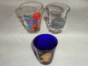 PUERTO RICO--THREE SHOT GLASSES--SAILBOAT--MEDALLION--ISLANDS----L@@K - Picture 1 of 1
