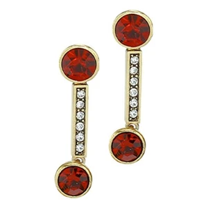 Heidi Daus "An Affair to Remember" Crystal Bar Drop Earrings-Pierced-Red #50 - Picture 1 of 1