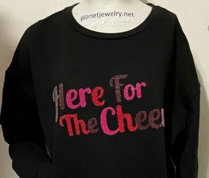 HERE FOR THE CHEER Lightweight SWEATSHIRT Pullover WOMEN'S Size XL, XXL NWT - Picture 1 of 11