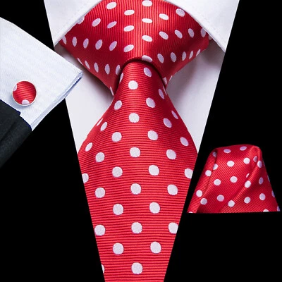 Corbata de hombre Hi-Tie azul rojo cachemira a rayas clásica lisa corbata gemelos  Foto 1 de 2
