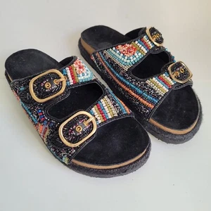 Beaded Sandals House of Harlow 1960 Slide Buckle Shoes Size 8 Great See Descript - Picture 1 of 20
