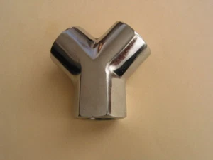 Lowrider Hydraulics 3/8"F to 3/8"F to 3/8"F Y fitting, made of steel, chrome - Imagen 1 de 1