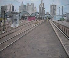 Zeichnung Gemälde Bild Frankfurt/M Hauptbahnhof  Rückseite 50 x 60 cm