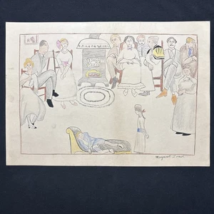 Marguerite Thompson Zorach Zeichnung auf altem Papier signiert gestempelt Vintage - Bild 1 von 2