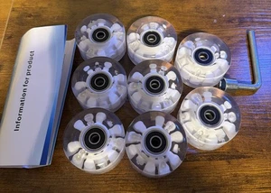 8 Pack Light-Up Inline Roller Skate Wheels with Wrench Durable Bearings 58mm/82A - Picture 1 of 3