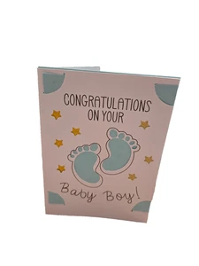 Handcrafted Congratulations on Baby Boy Greeting Card - Picture 1 of 2