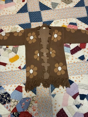 Cardigã suéter feminino marrom girassol tamanho 6 manga longa - Imagem 1 de 4