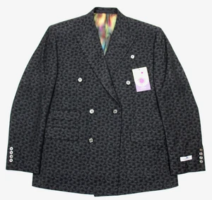 Tayion Dinner Jacket 44 R Mens Black Grey Jacquard Double Breasted Classic Fit - Picture 1 of 8