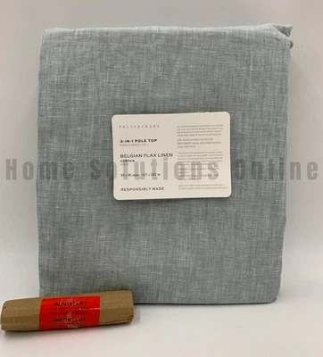 Pottery Barn Belgian Flax Linen Cotton Lined Curtain Mineral Blue 50 x 96" #R92W - Image 1 of 2
