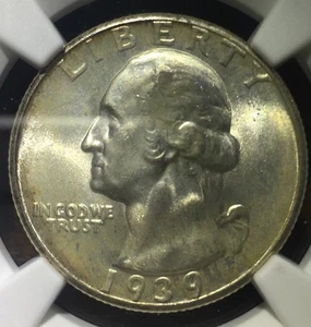 1939 25c Washington Quarter NGC MS66+ - Picture 1 of 7