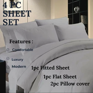 1000 TC US~Size 100% Egyptian Cotton Duvet Set/Sheet All Bed Set White - Picture 1 of 15