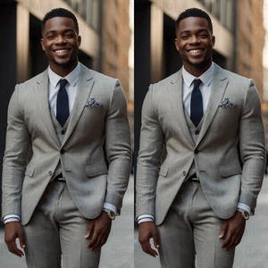 Trajes de hombre de negocios a medida 3 piezas esmoquin de boda novio formalo trajes ajustados - Imagen 1 de 15