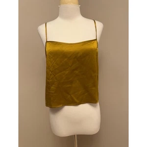 Diane Von Furstenberg 100% Silk Double Lined Dark Gold Tank Camisole Sz 10 - Picture 1 of 4
