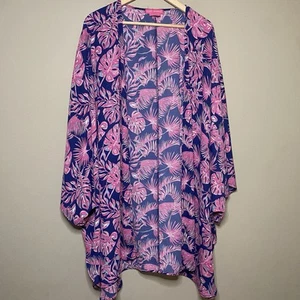 Simply Southern Open Front Duster Cardigan Women Size L XL XXL Blue Pink Floral - Picture 1 of 9