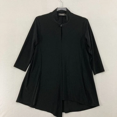 Sympli 上衣 8 码黑色钥匙孔细节弹力针织 3/4 袖不对称工作 — 第 1/4 张图片