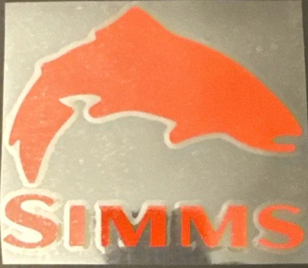 SIMMS RED FLY FISHING DECAL OFFICIAL LICENSED STICKER 10 X 8cm Red SIMMS - Image 1 of 2