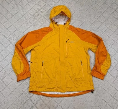 LL Bean Jacket Mens L Yellow Orange Rain Nylon Shell Hooded Outdoor Full Zip - Image 1 of 4