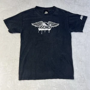 Camisa Adio Negra Skateboarding Y2K Para Hombre Talla Pequeña Logo Alado Hecha en EE. UU. - Imagen 1 de 8