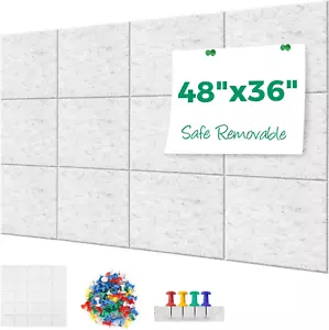 Self-Adhesive Felt Wall Tiles - 12 Pack 11.8" Square Bulletin Board Tiles - Picture 1 of 12