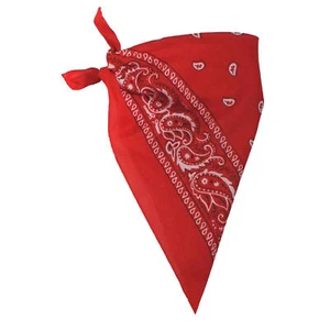 RED PRINTED DESIGN BANDANA NECKERCHIEF COWBOY WESTERN FANCY DRESS ACCESSORY - Picture 1 of 6