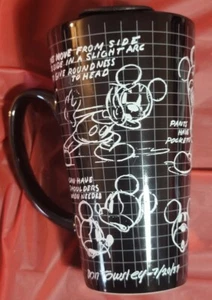 Disney Mickey Mouse Sketch Sketchbook Black & White CERAMIC TRAVEL MUG/CUP w Lid - Picture 1 of 7