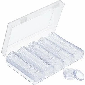 100 Pack of 30mm Coin Collector Capsules w\ Storage Case - Protected & Organized - Picture 1 of 7