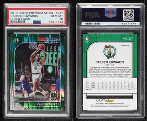 2019 NBA Hoops Premium Stock Green Flash Prizm /99 Carsen Edwards #227 Rookie RC